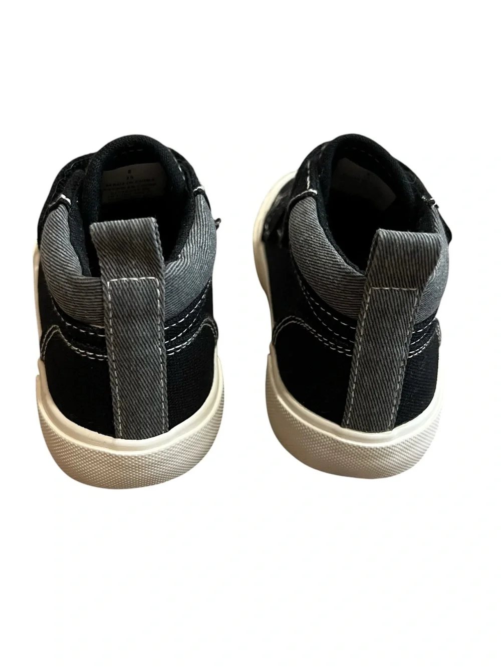 Old Navy Canvas Double Secure Strap High Top Skate Sneakers Black Toddler Size 8